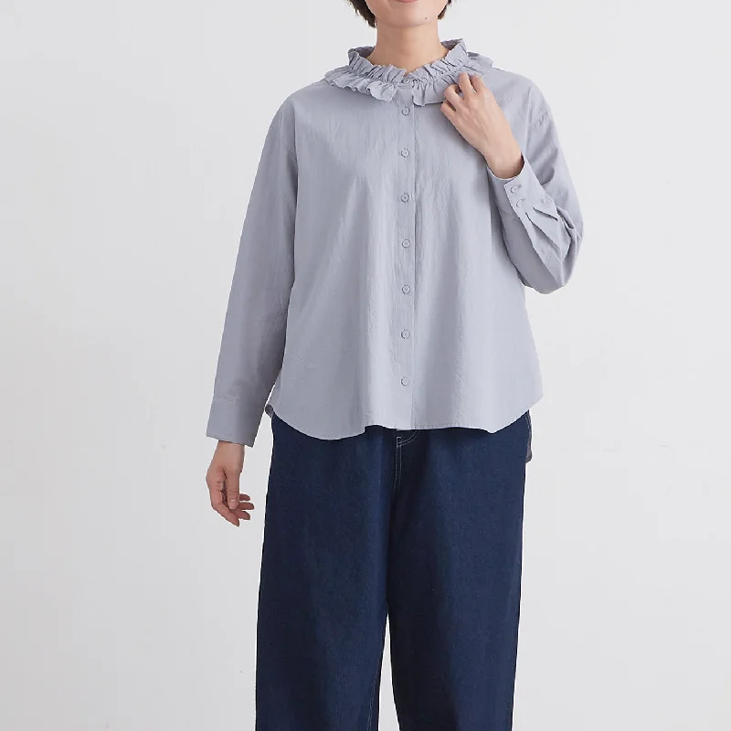 ［HEAVENLY ヘブンリー］ #009 Cotton Washer Frillcollar Blouse / コットン ワッシャー フリル カラー ブラウス - 2450092 - Side Tie Blouse