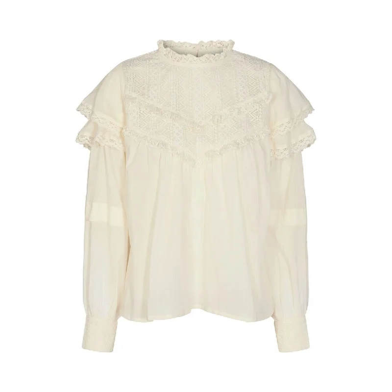 Lace Effect Blouse Embroidered Cotton Blouse