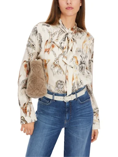 Animal Print Blouse Sweetheart Neck Blouse