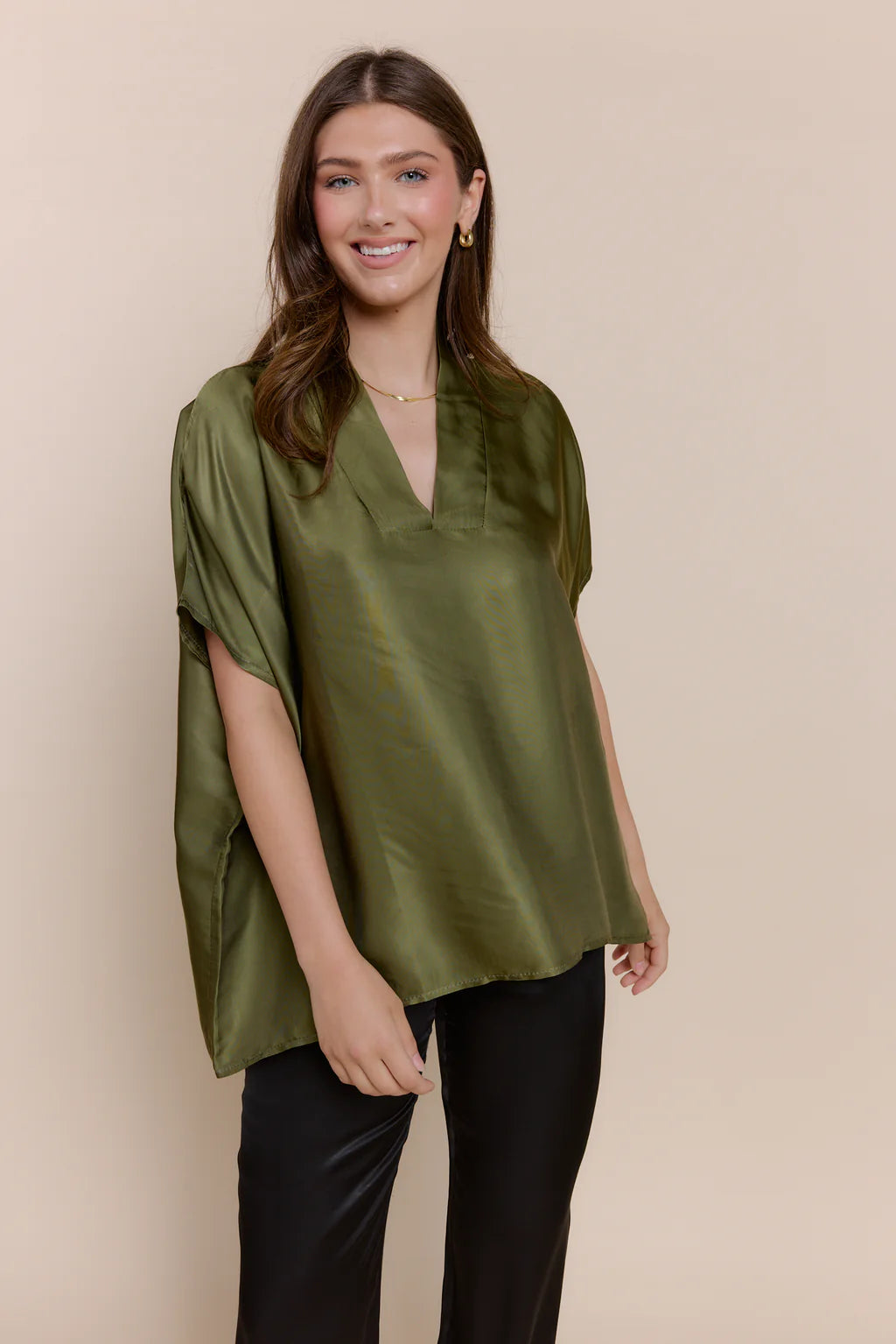 SOFIA COLLECTION INEZ BLOUSE Lightweight Linen Blouse