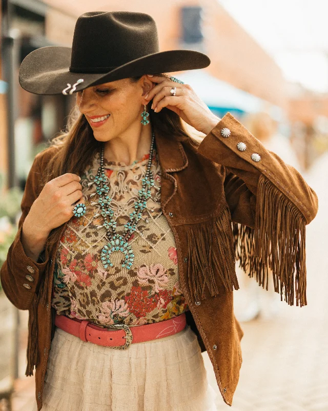 JOHNNY WAS MAZZY RUFFLE NECK BLOUSE Textured Cotton Blouse