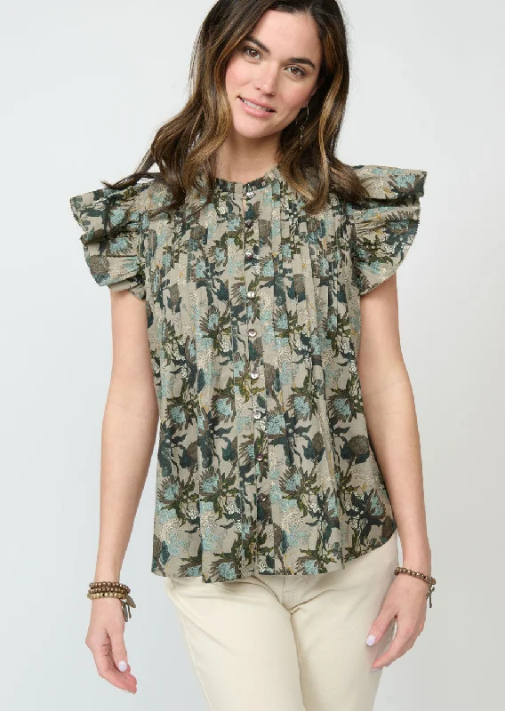 IVY JANE TUCKED AND RUFFLES BLOUSE Soft Satin Blouse