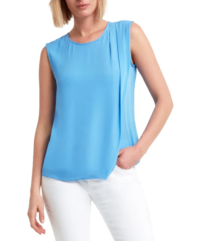 H Halston Sleeveless Overlay Blouse High Neck Blouse