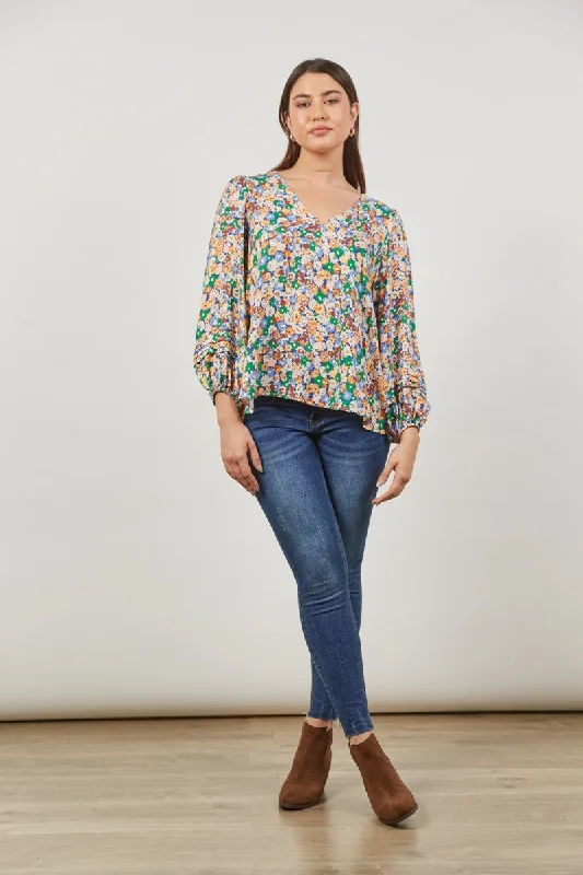 Isle Of Mine - Euphoria V Blouse - Meadow Bloom Loose Fit Blouse