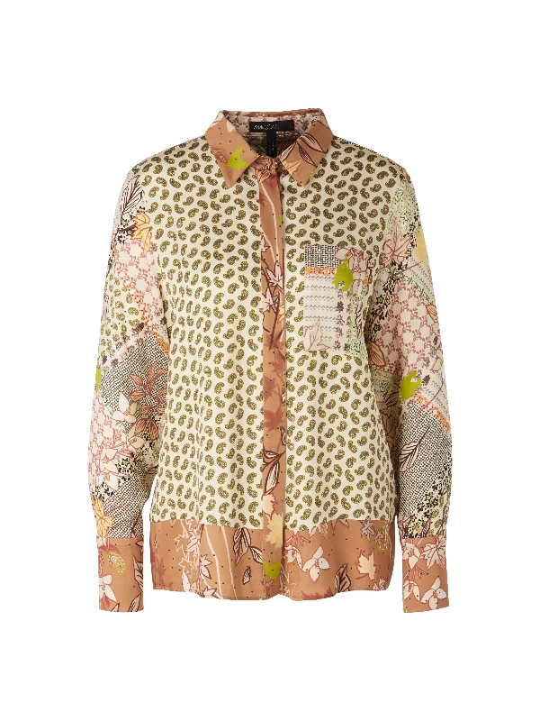 Long Sleeve Patterned Blouse Modern Oversized Blouse