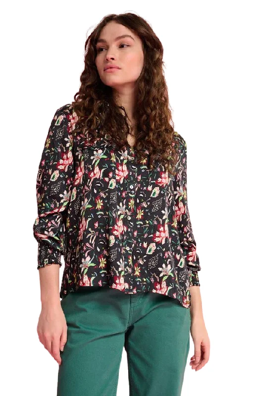 Mila Flowers Blouse Stylish Wrap Blouse