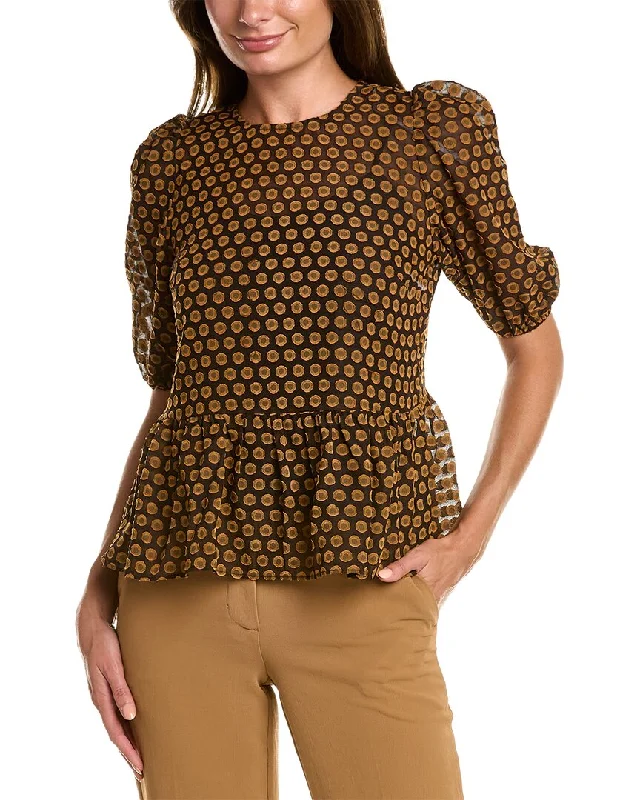 Nanette Nanette Lepore Clipped Dot Blouse Romantic Lace Blouse