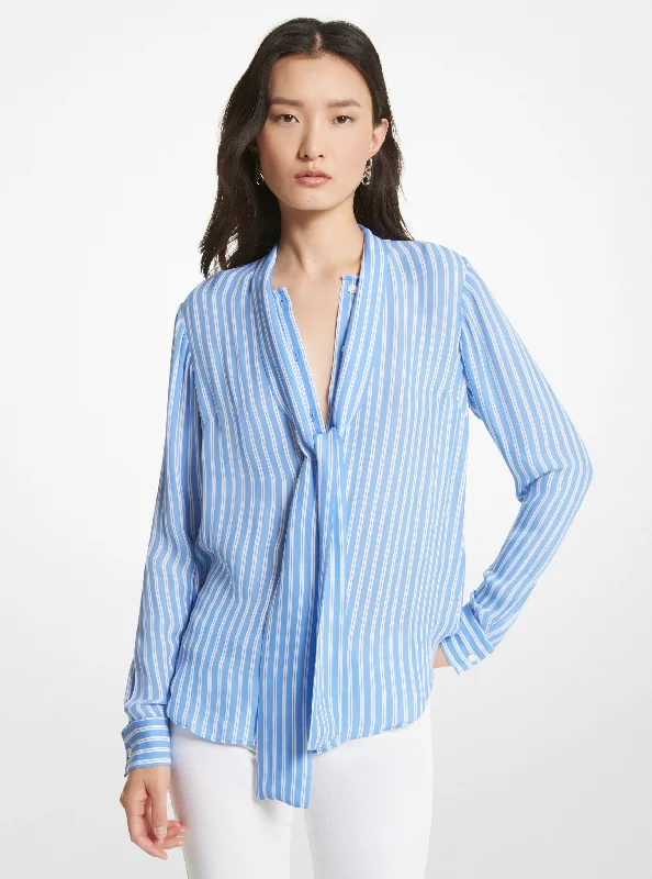 Stripe Silk Blouse Everyday Stylish Blouse