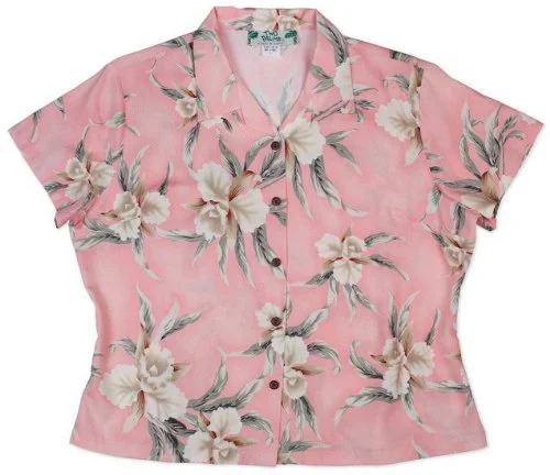 Two Palms Women's Retro Orchid Fitted Blouse Semi-Sheer Blouse