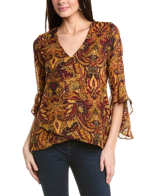 Vince Camuto V-Neck Blouse Lightweight Chiffon Blouse