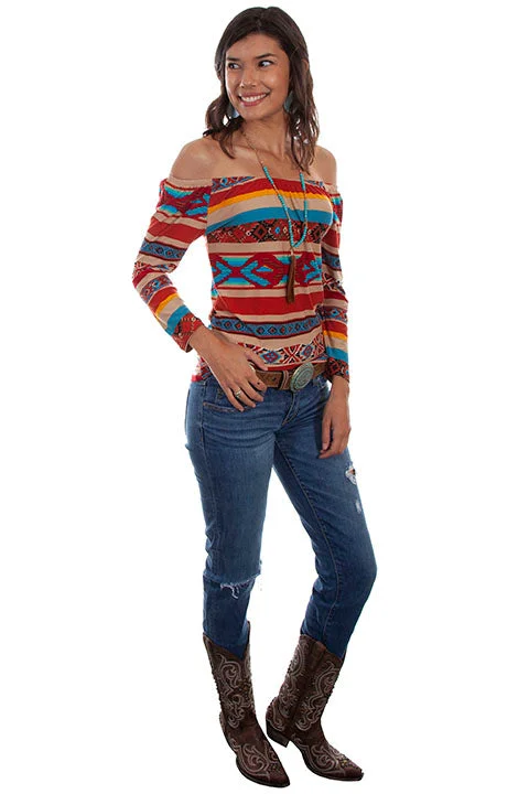 Women's Scully Honey Creek Serape Blouse Sheer Sleeve Blouse