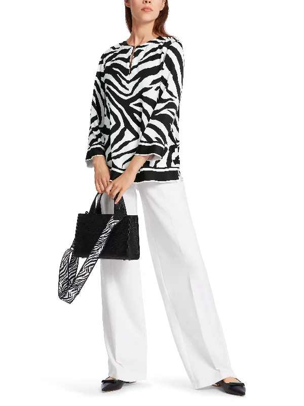 Zebra Print Blouse Sheer Mesh Blouse