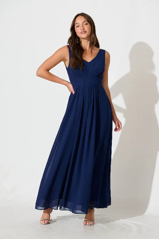 Wonderful Maxi Dress Navy Fashionable Open-Back Maxi Dress