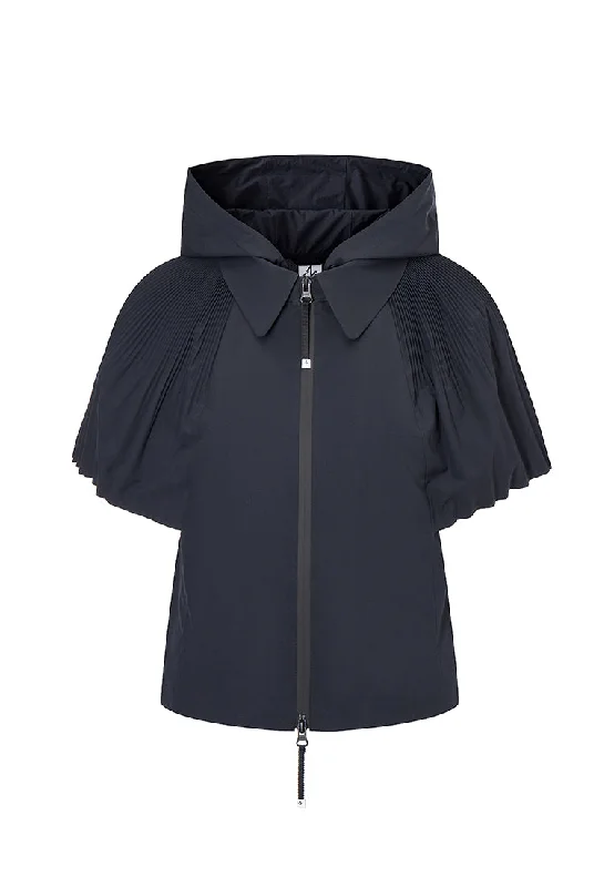 Bianca Essential Water- and Wind-resistant Jacket with Pleated Cape Zippered Jacket Buttoned Jacket Snapped Jacket