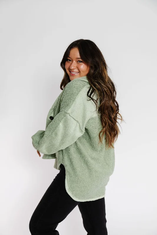 Ashe Jacket in Light Green Fitted Jacket Loose Jacket Oversized Jacket