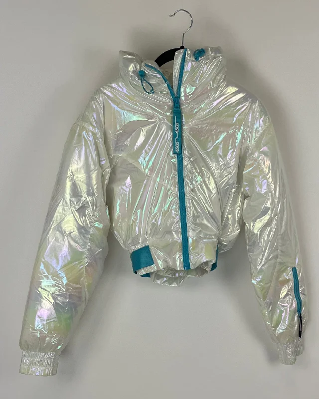 Asos Ski and Snow Cropped Iridescent Jacket - Size 2 Collared Jacket Crew Neck Jacket Turtle Neck Jacket