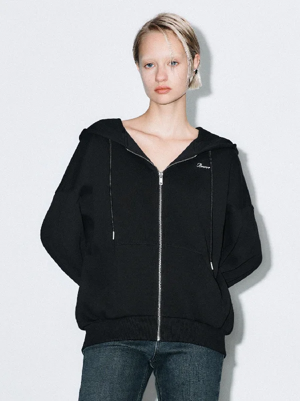 Hoodie Zip Up Front Jackets One-Shoulder Jacket Off-the-Shoulder Jacket Asymmetrical Jacket