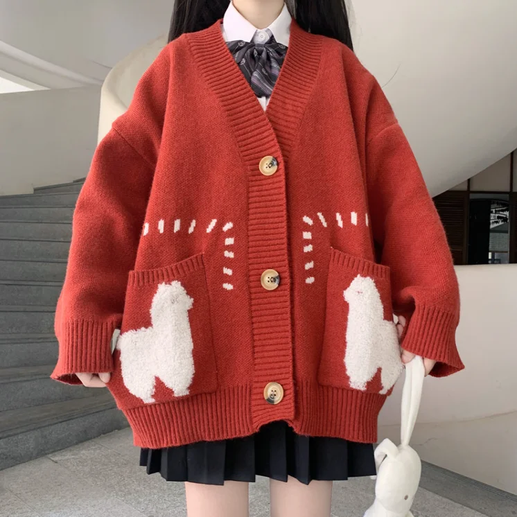 Japanese cute sheep knitted jacket yv30364 Chenille Jacket Brocade Jacket Lace Jacket