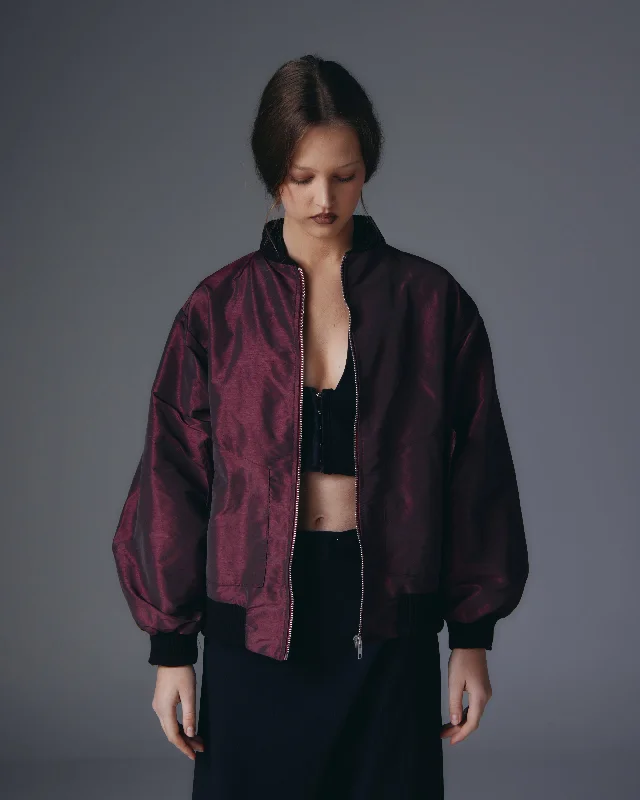 Leona Iridescent bomber jacket. One-Shoulder Jacket Off-the-Shoulder Jacket Asymmetrical Jacket