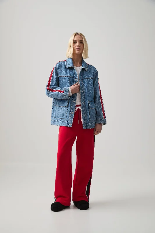 Logo Denim Jacket One-Shoulder Jacket Off-the-Shoulder Jacket Asymmetrical Jacket