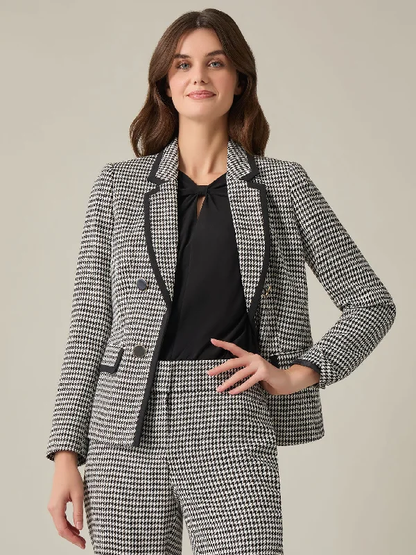 Petite Camden Jacket, Houndstooth Print Jacket Jacquard Jacket Patchwork Jacket