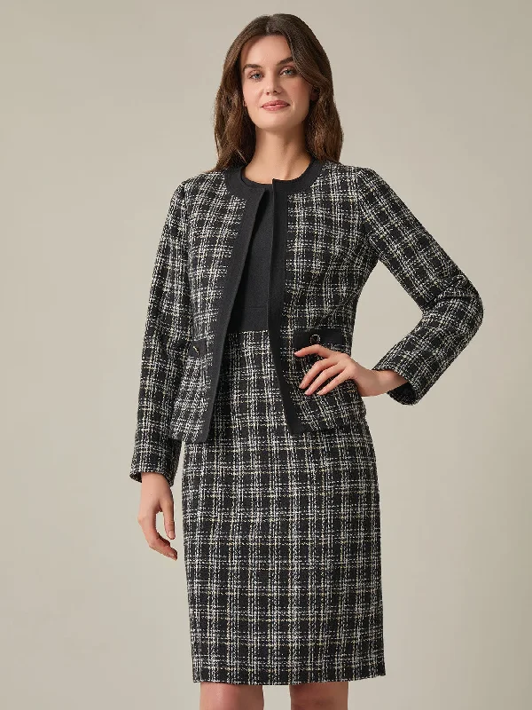 Plus Bradshaw Jacket, Tweed Hooded Jacket Caped Jacket Shawl Collar Jacket