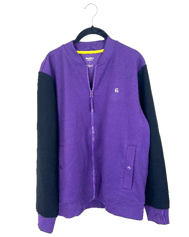 Purple Zip Up Jacket - Unisex - Mens Medium / Womens Large Cotton Jacket Linen Jacket Terry Jacket