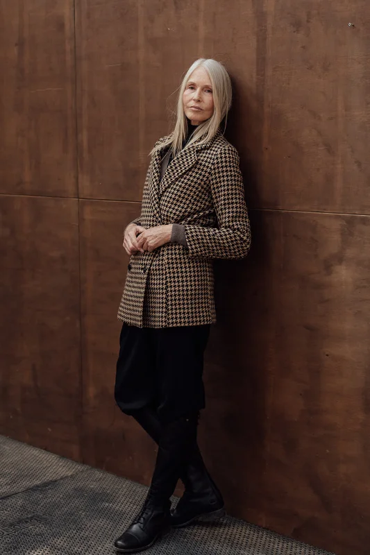 The Scanlan Wool Jacket - Chocolate Houndstooth Welt Pockets Slit Pockets Flap Pockets