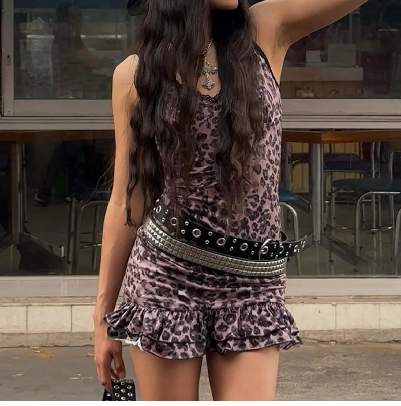 Ana Lace Trim Leopard Mini Dress Chic Bohemian Mini Dress