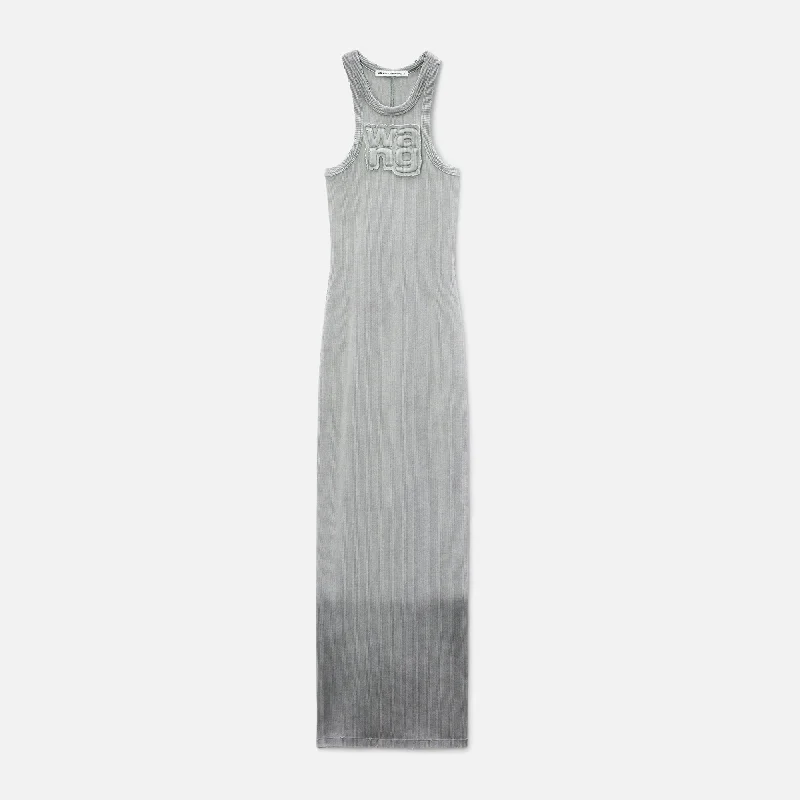 T by Alexander Wang Distressed Edge Mini Dress - Grey Chic Halter Mini Dress