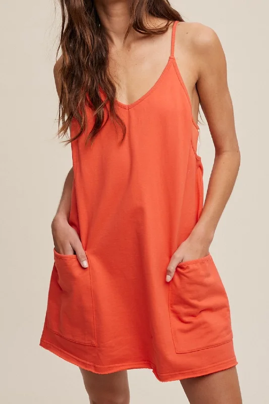 Sport Mini Dress in Blood Orange Comfortable Boho Mini Dress