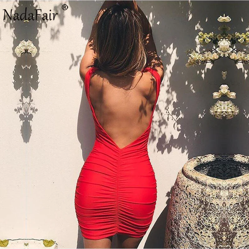 Women's V-Neck Sleeveless Backless Mini Dress Stylish Short-Sleeve Mini Dress