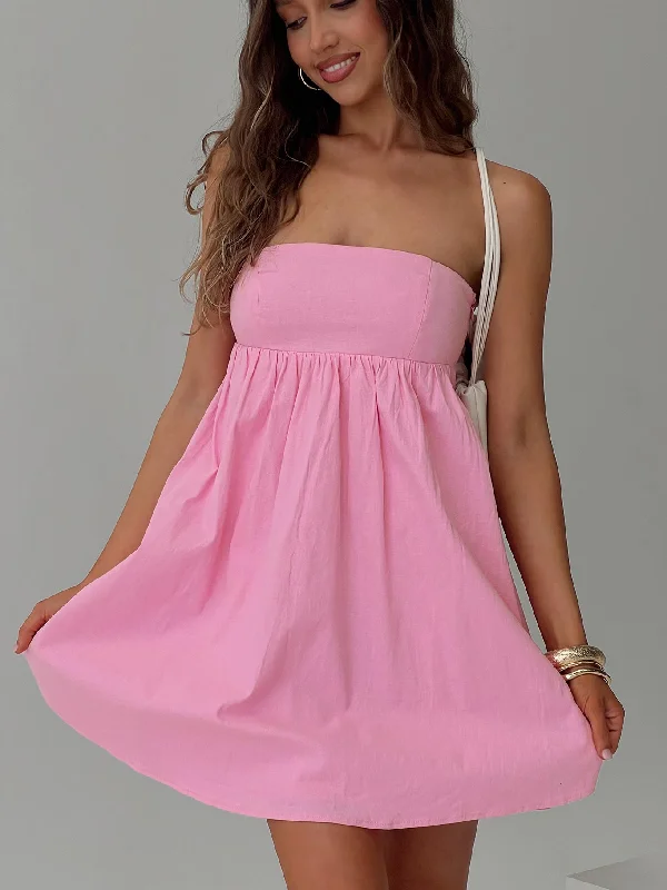 Osment Strapless Mini Dress Pink Cozy Ruched Mini Dress