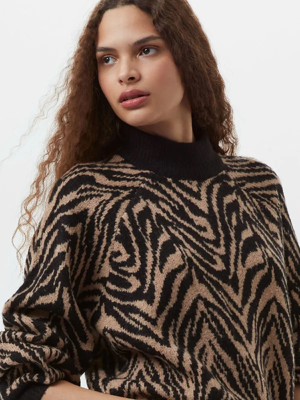 Animal Pattern Jumper Silk Blend Satin Velvet