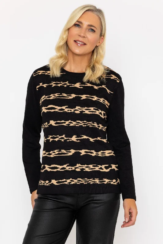 Animal Print Stripe Knit Jumpers Collared Crew Neck Turtle Neck