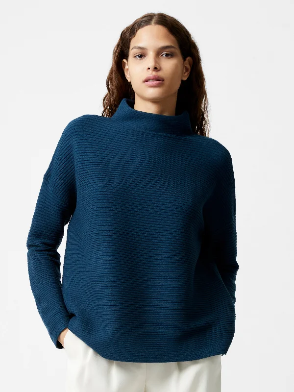 Babysoft Ribbed Mock Neck Jumper Tailored Straight A-Line