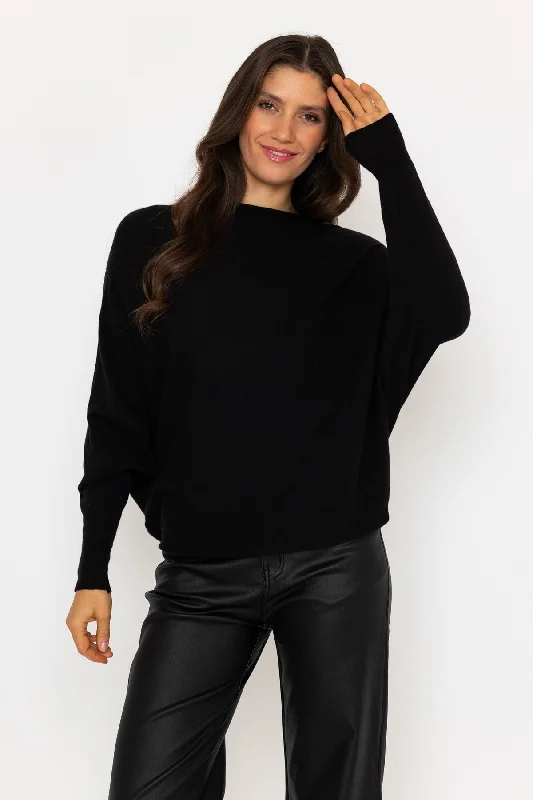 Black Batwing Knit Jumper Oversized Loose Flowy