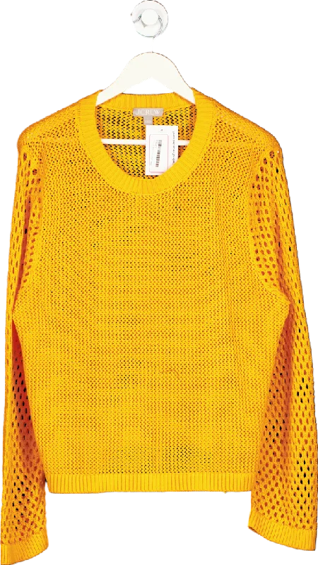 J.Crew Yellow Open Knit Jumper UK L Elegant Classic Vintage