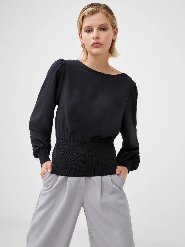 Krista Knit Slash Neck Jumper Fleece Sweater Nylon Polyester