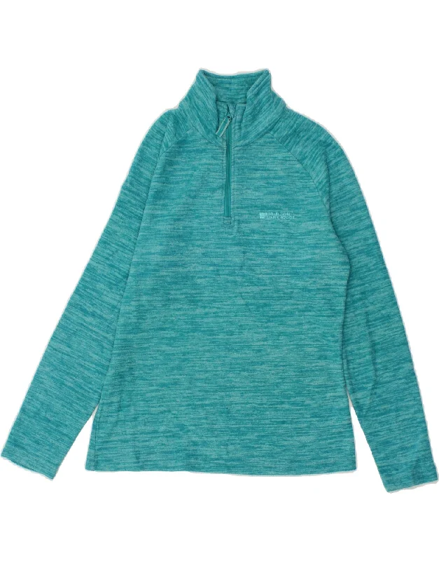 MOUNTAIN WAREHOUSE Womens Fleece Jumper UK 10 Small Turquoise Polyester Collared Crew Neck Turtle Neck