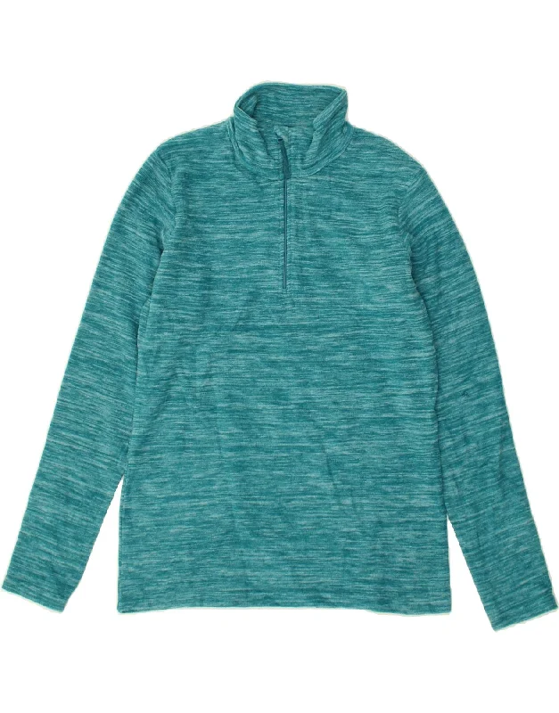 MOUNTAIN WAREHOUSE Womens Zip Neck Fleece Jumper UK 12 Medium  Turquoise Spandex Rayon Corduroy