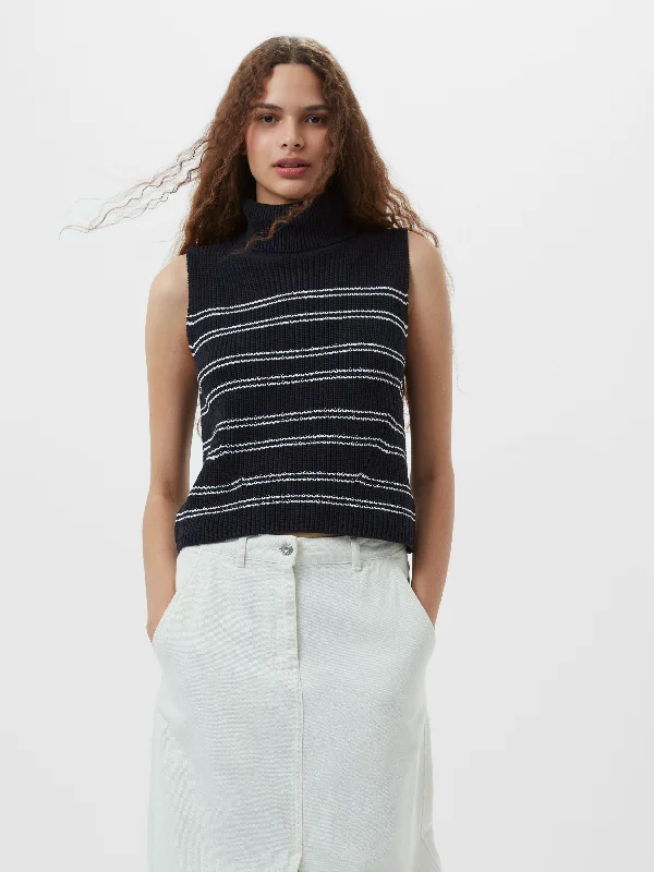 Mozart Striped Cropped Sleeveless Jumper Long Sweater Short Sweater Cropped Sweater