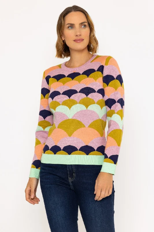 Multicolour Geo Jacquard Knit Jumper Bright Pastel Dark