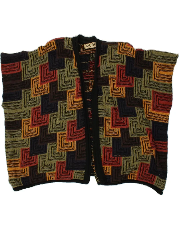 VINTAGE Womens Poncho Jumper One Size Multicoloured Argyle/Diamond Embroidered Appliqued Beaded