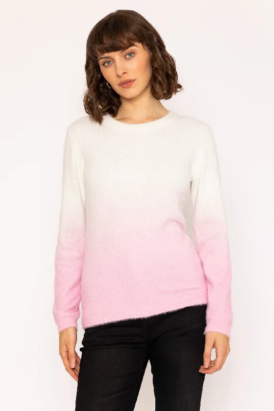 White & Pink Sparkle Knit Jumper Sweater Knitwear Pullover