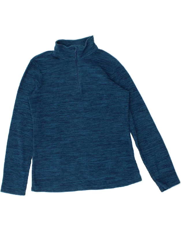 MOUNTAIN WAREHOUSE Womens Zip Neck Fleece Jumper UK 12 Medium Blue Flecked Transparent Opaque Sheer