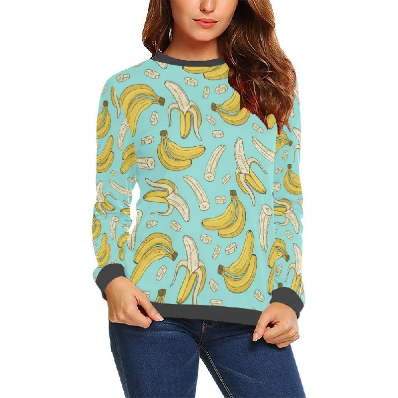 Banana Pattern Print Women's Sweatshirt Hoodie with Cropped Fit Short Trendy