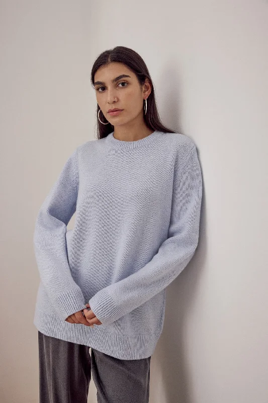 Bruno Recycled Wool Jumper Light Blue Chenille Brocade Lace