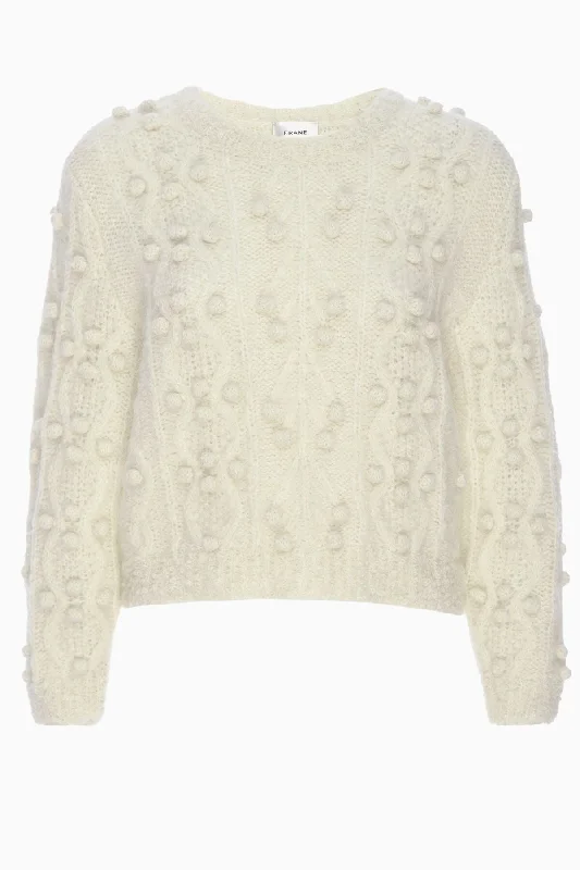 Frame Denim Popcorn Knit Jumper - Cream Oversized Loose Flowy