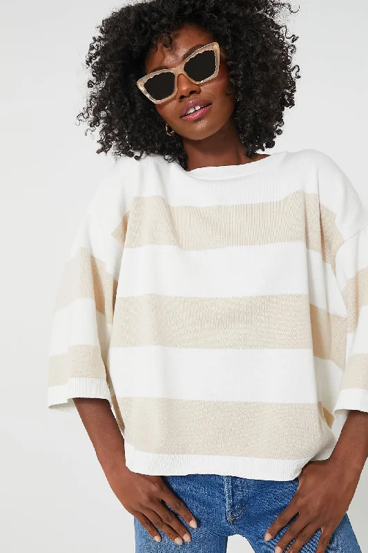 French Oak Stripe Vivienne Knitted Jumper Modern Contemporary Chic